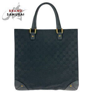 GUCCI Studded Black GG Canvas Leather Tote Bag Shoulder